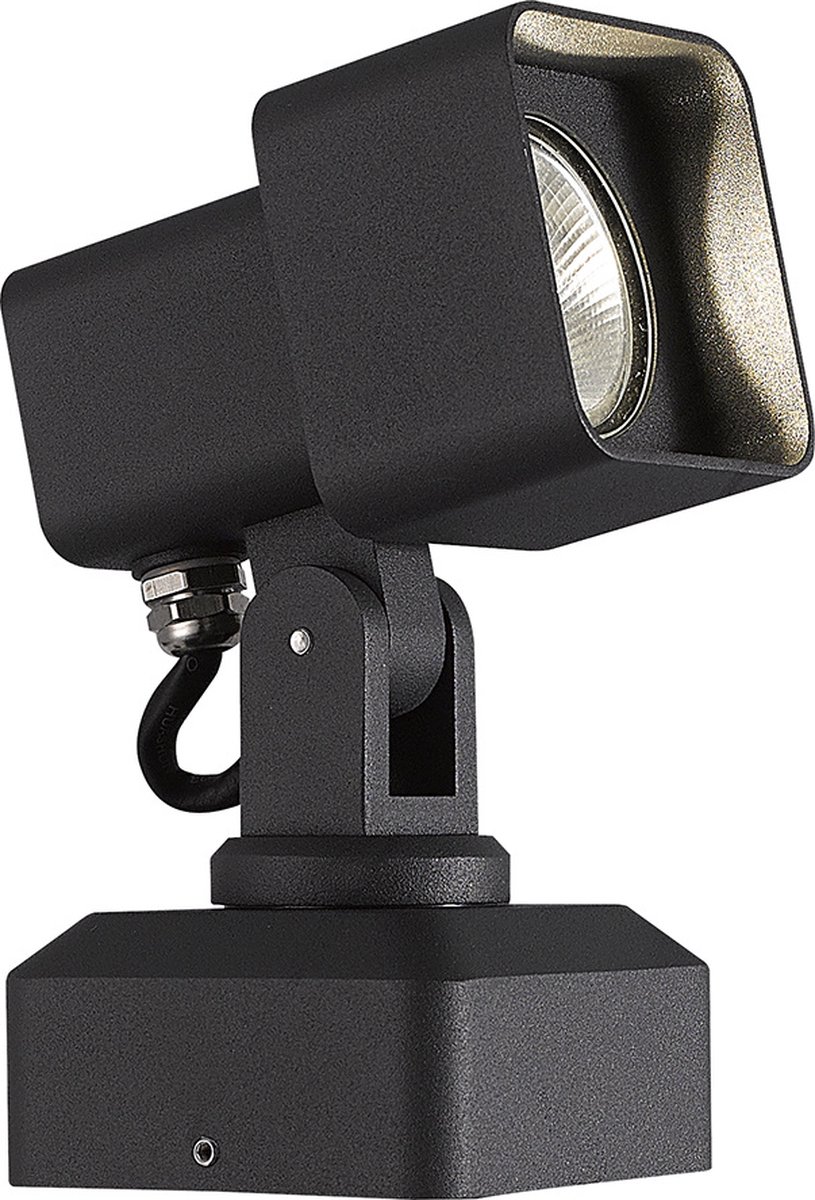 Torun wandlamp buiten van zwart aluminium met ingebouwde 9W LED, 782 lumen, 3000K warm wit en IP65
