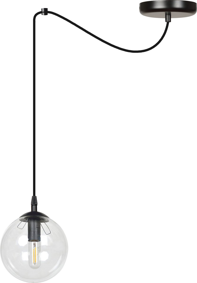 Emibig Uppsala zwarte 1L pendel lamp transparant glas E14 - Perfect voor sfeervolle verlichting