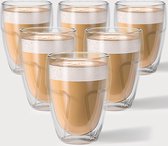 Latte macchiato glazen dubbelwandig - set van 6 - dubbelwandige koffieglazen - cappuccino glazen dubbelwandig -350 ml