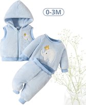Livano 3-Delige Romper Baby - Berenpakje - Winterpak - Pakje - Jongen - Meisje - 0-3 Maanden - Lichtblauw