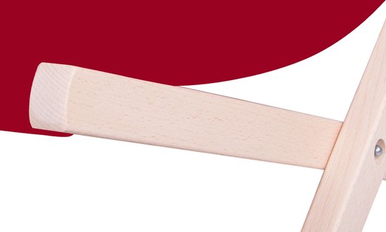 Springos Strandstoel - Verstelbaar - Beukenhout - Hangemaakt - Bordeaux Rood van Springos — afbeelding 4
