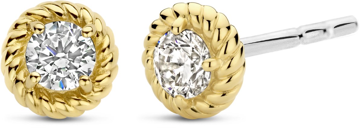 TI SENTO Dames Oorbellen - 925 zilver - Zirkonia met geel verguld - 7934ZY
