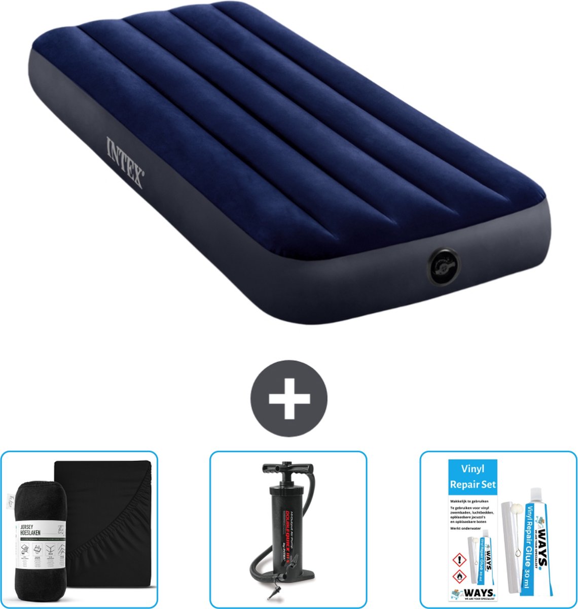 Intex Luchtbed - 1-Persoons - 76 x 191 x 25 cm - Blauw - Inclusief Accessoires CB7