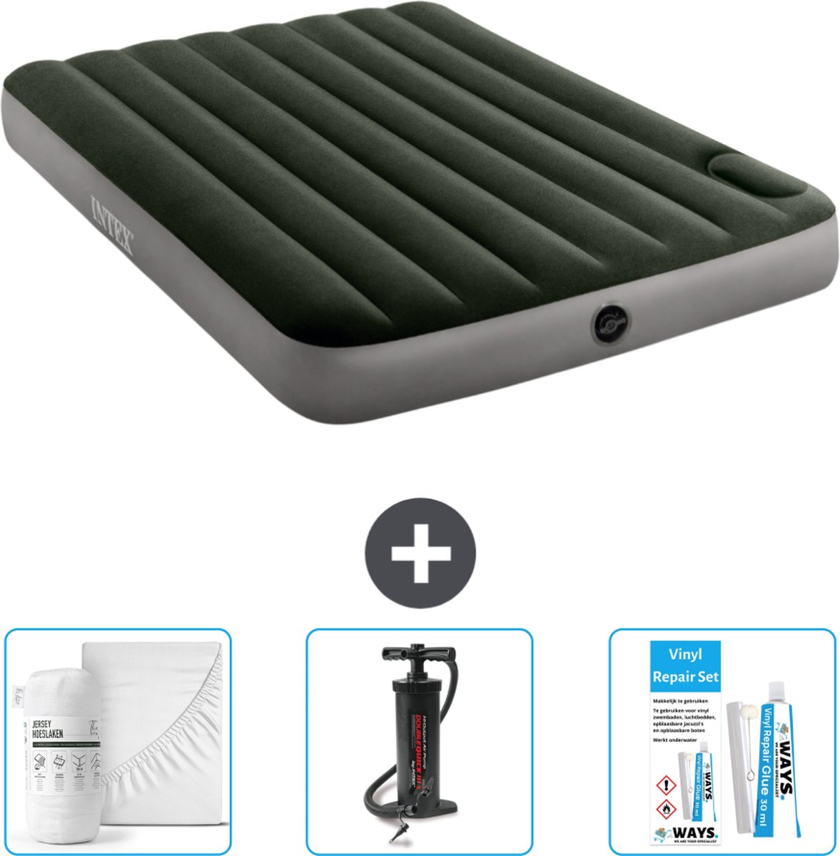 Intex Luchtbed - Twijfelaar - 137 x 191 x 25 cm - Groen - Accessoires CB3