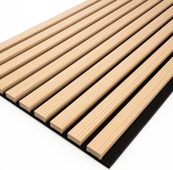 WallArt - Akupanelen - 4 st - Akoestisch - Natuurlijk - Eiken - 1.28 m2 - 3 zijden Hout Fineer
