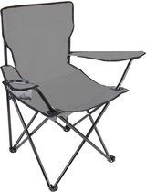 EASTWALL Chaise de camping - Chaise de pêche pliable - Chaise pliante - Chaise de jardin - Chaise pliante avec porte-gobelet - Accoudoir réglable - L45 x L45 x H80cm - Charge maximale 100kg - Gris