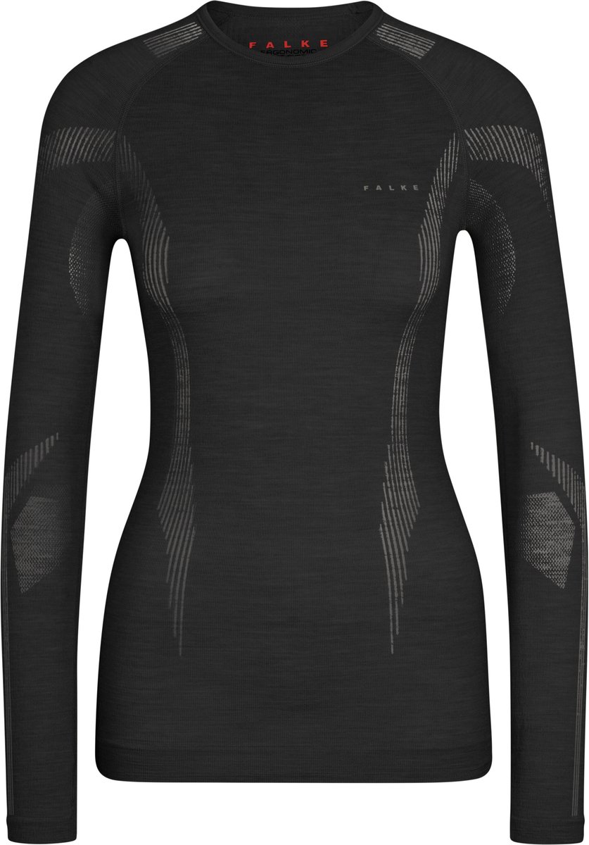 FALKE wool-tech longsleeve sneldrogend wol functioneel functioneel shirt met lange mouwen dames zwart - maat m afbeelding