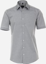 VENTI modern fit overhemd - korte mouw - popeline - grijs - Strijkvriendelijk - Boordmaat: 40