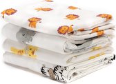 Safari and Friends" 4 stuks 120 cm x 120 cm lange babydeken voor baby's | 5 kleurencollecties | Mousseline deken | Babydeken meisjes of jongens | Babydeken katoen