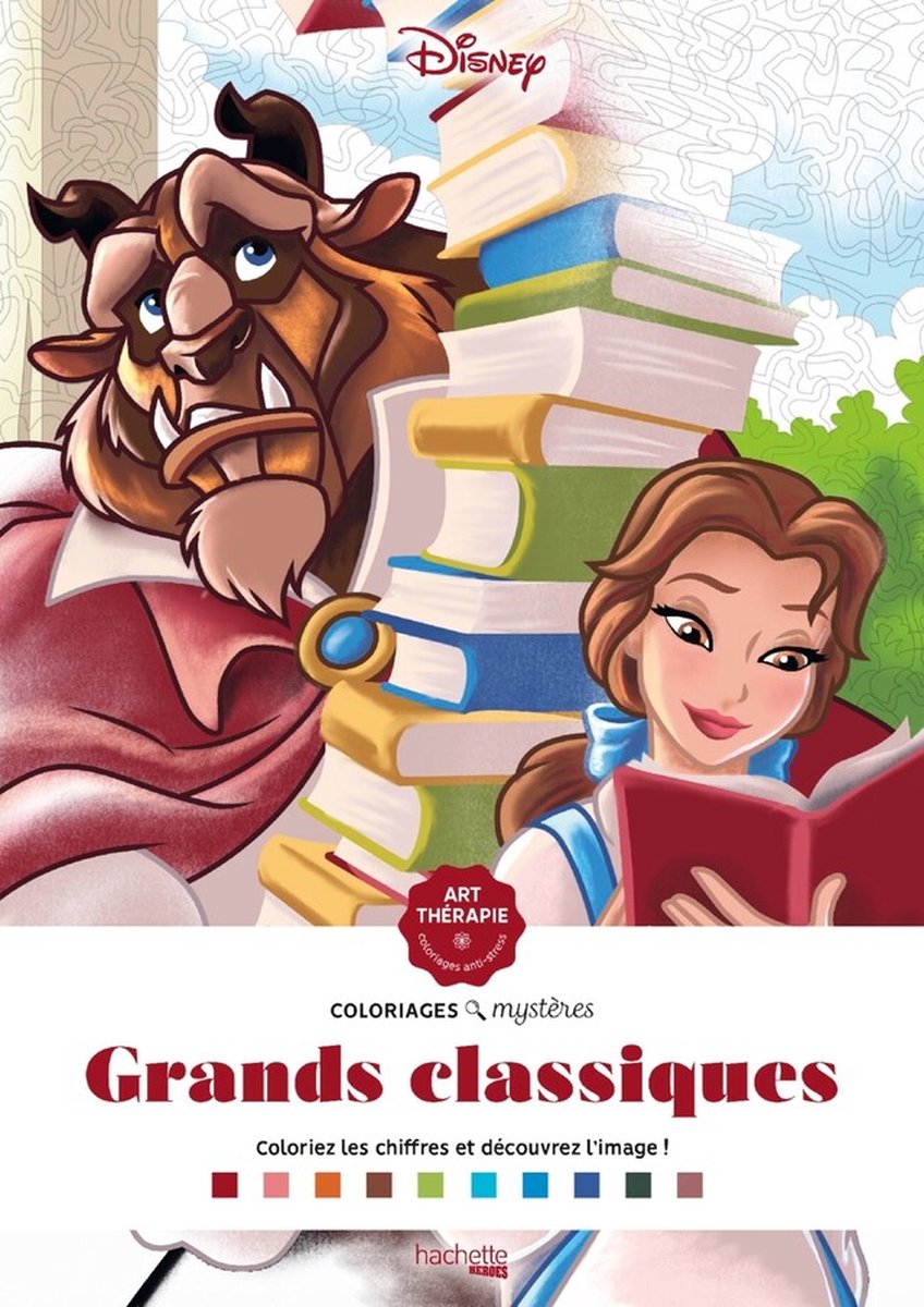Disney Grand bloc Coloriages Mystères Grands Classiques - Hachette Heroes - Kleuren op nummer Kleurblok voor volwassenen