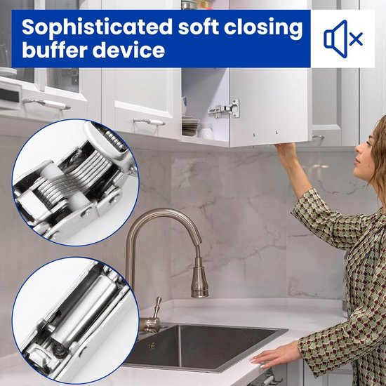 8 stuks potscharnieren, kastdeuren, scharnieren, potband, 35 mm, keukenkast, potbanden, binnenaanslag, kastscharnier, 110 graden openen, softclose-meubelscharnieren voor keuken, badkamer, kledingkast