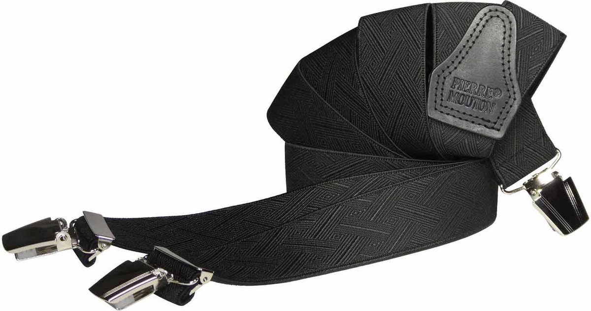 Pierre Mouton Musette Bretel - Bretels - Volwassenen - Heren - Zwart - 120cm - 3 brede clips - M - L