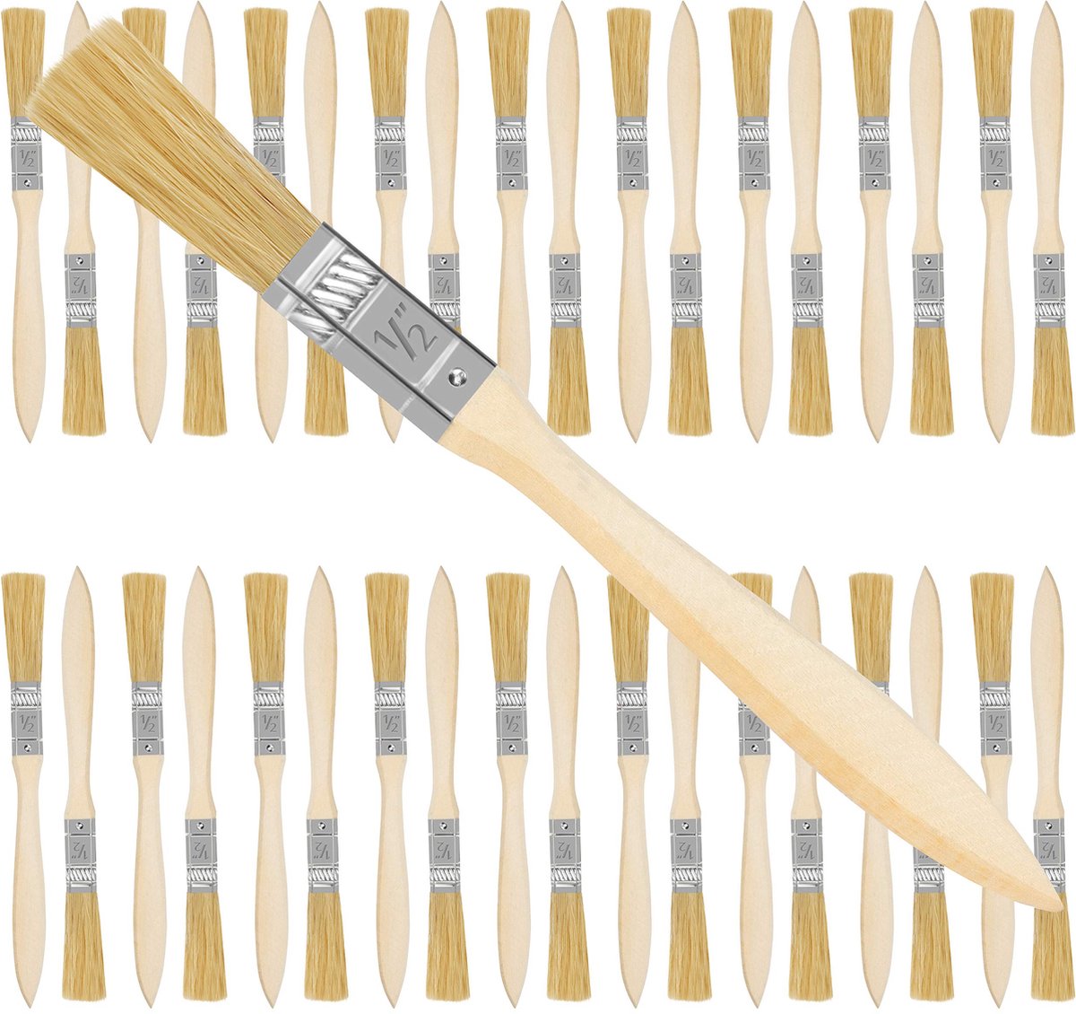 Kurtzy 12 7 mm Verfkwasten (36 Pak) – Professioneel Houten Handvatten Verf Kwasten Set voor Verf Stainen Vernissen Lijmen en Huis DIY