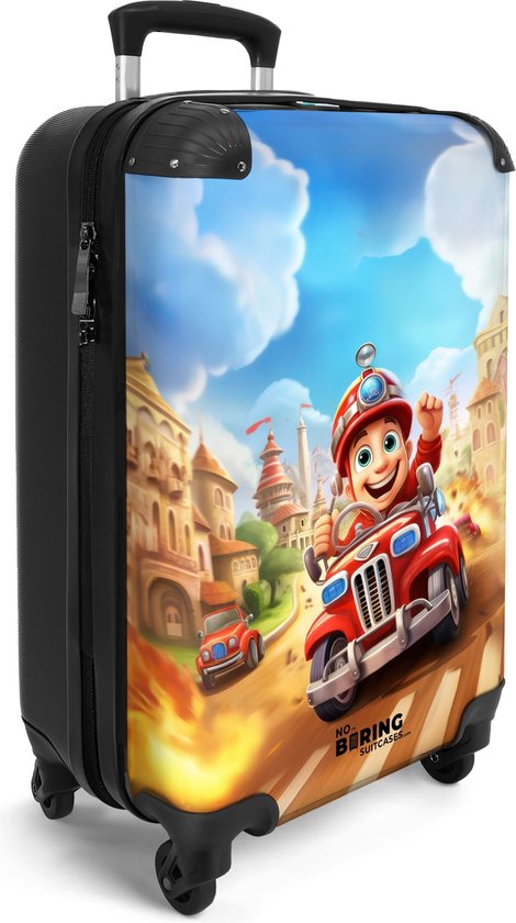 NoBoringSuitcases.com® - Valise cabine enfant Pompiers - Garçons - Enfants - Voiture - Bagage à main - Valise de voyage - Valise chariot - Valises 55x40x20 cm - 55x35x25 cm