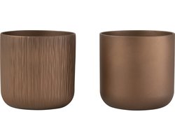 J-Line bloempot Gen - keramiek - goud/koper - large - 2 stuks - Ø 18.5 cm
