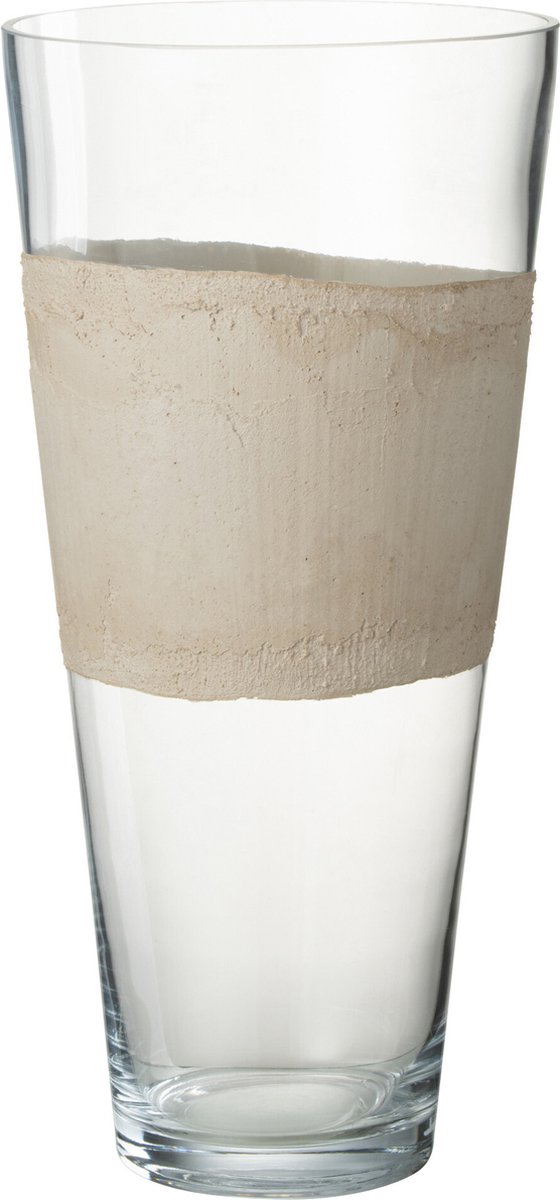J-Line vaas Delph - glas - transparant/beige - medium - 45 cm hoog