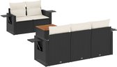 vidaXL - 6-delige - Loungeset - met - kussens - poly - rattan - zwart