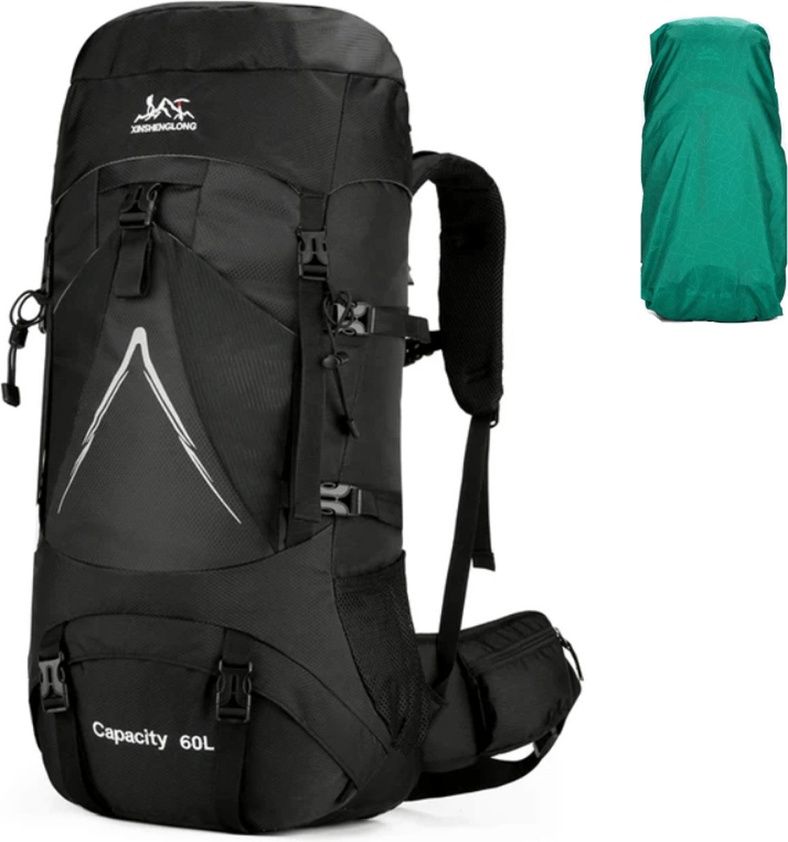 Avoir Avoir®-Backpack – 60L – Zwart– Hiking Rugzak voor Wandelen en Kamperen –Backpacks- incl. Regenhoes en Drinksysteem – Apart Schoenopbergvak – Reflecterende Strip – Duurzaam Nylon – Lichtgewicht – Regen – bol.com