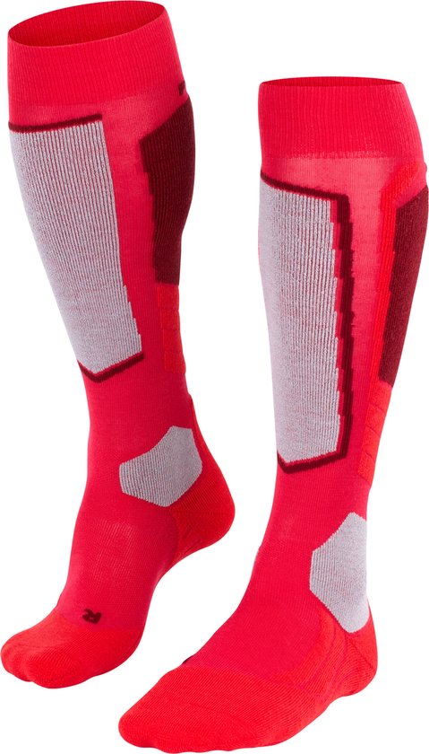 FALKE SK2 Wool Skisokken anti blaren, medium padding merinowol wintersportsokken dames rood - Maat 35-36