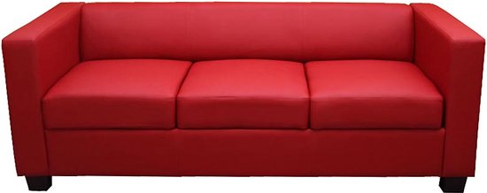 3-zits bank loungebank Lille ~ kunstleder, rood