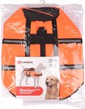 Oranje reddingsvest voor honden, model Marinus Coat van Flamingo, maat L, met reflecterende strepen en draaggreep.