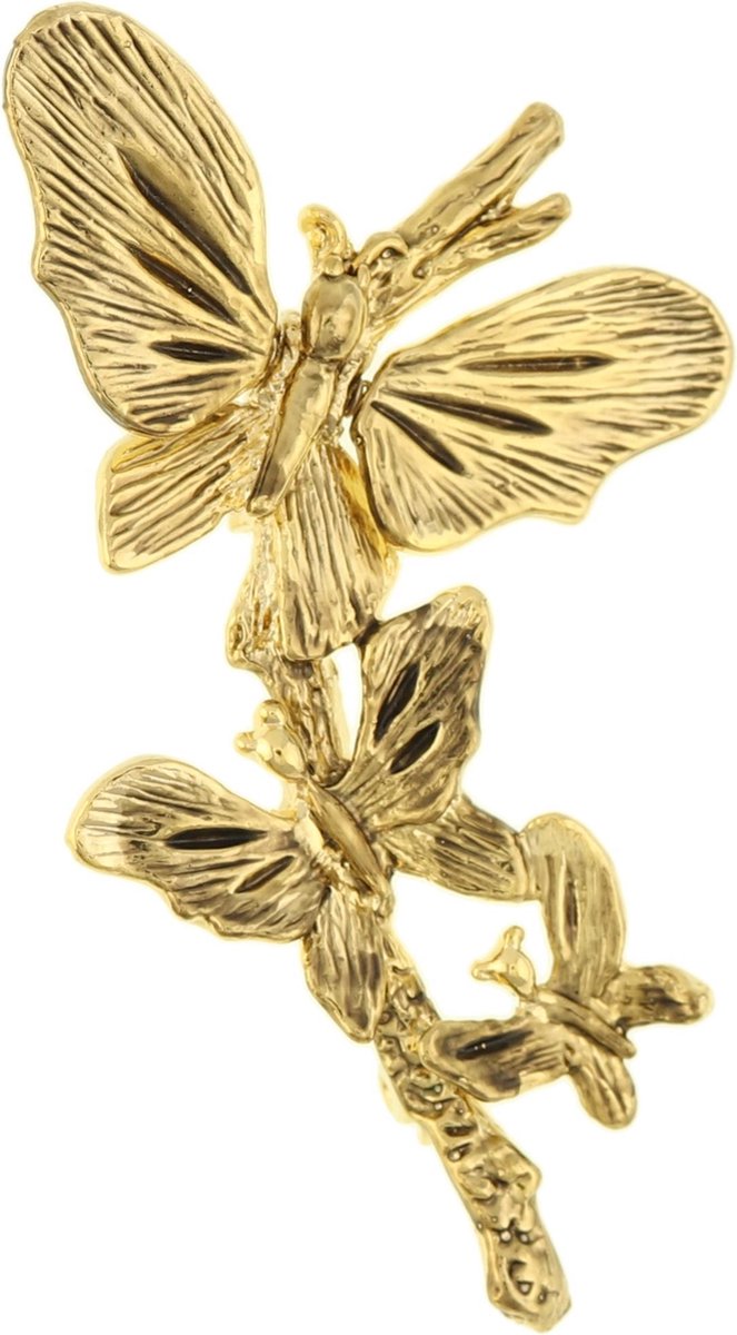 Behave® Broche vlinders oud goud kleur 6,5 cm - Behave