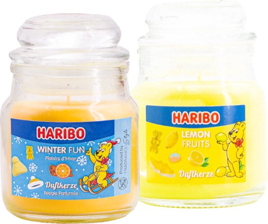 Haribo kaarsen 85gr set 2 - 1x klein lemon 1x klein winterfun