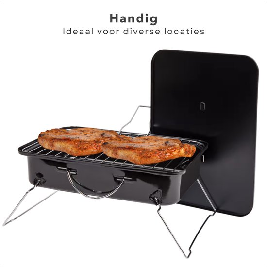 Cheqo® Draagbare Tafelbarbecue - Tafel Barbecue - Kleine BBQ voor Balkon, Camping en Strand - 35x25 cm van Cheqo — afbeelding 2