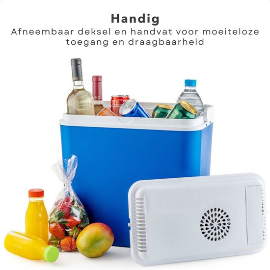 Draagbare Elektrische Koelbox - 12V Autokoelbox - 24L - Blauw - 12V Aansluiting - Lunchbox - Frigobox - Voor Auto & Onderweg - Camping - Reizen - Coolbox - 40 x 24 x H39 cm - Inclusief EBOOK van Merkloos — afbeelding 3