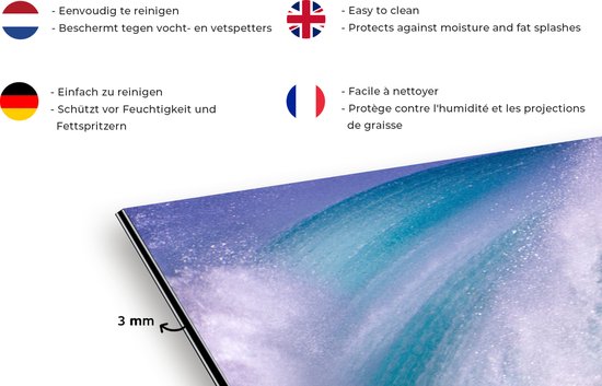 Spatscherm keuken 80x55 cm - Kookplaat achterwand Zee - Hawaii - Golf - Muurbeschermer - Spatwand fornuis - Hoogwaardig aluminium