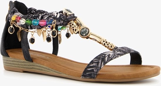 Supercracks dames sandalen met kraaltjes - Zwart - Maat 37
