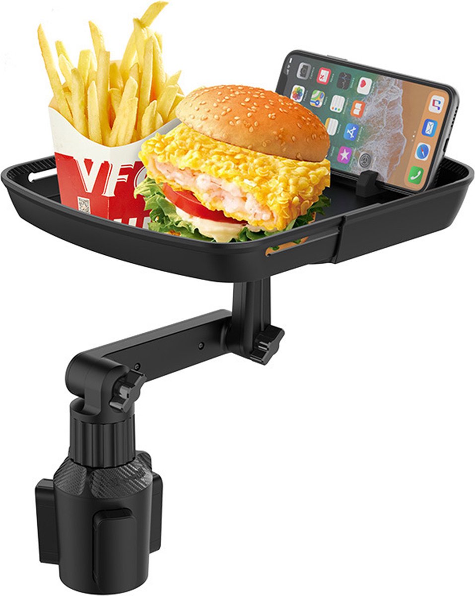 Xd Xtreme - Auto dienblad - bekerhouder - cupholder dienblad - zowel voorin als achterin - zwart - draaibaar