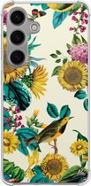 Casimoda® hoesje - Geschikt voor Samsung Galaxy S24 - Zonnebloemen / Bloemen - Shockproof case - Extra sterk - TPU/polycarbonaat - Mint, Transparant