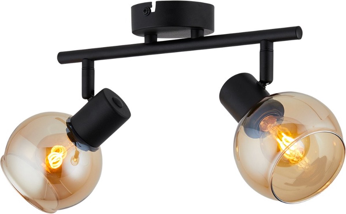 Lighto | Plafondspot zwart met goud glas 2-lichts | Juna