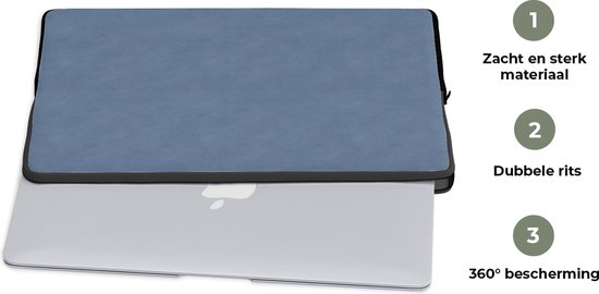 Housse pour ordinateur portable 17 pouces - Cuir - Blauw - Peau de bête - Housse pour ordinateur portable