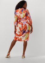 Jansen Amsterdam Wbf514 Woven Print Dress Kneelength V-neck 3/4 Puffed Sleeve Jurken Dames - Kleedje - Rok - Jurk - Oranje - Maat M