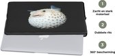 Laptophoes 17 inch - Vis - Zeedieren - Portret - Laptop sleeve - Binnenmaat 42,5x30 cm - Zwarte achterkant