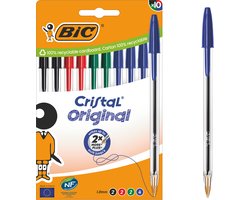 BIC Cristal Original Balpen - Pennen in verschillende Kleuren - Medium Punt 1,0 mm - 10 Stuks