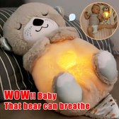 Smart-Shop Baby Ademhaling Beer-Rustgevende Otter Pluche Pop Speelgoed-Slapende Metgezel Geluid En Licht Pop Speelgoed Cadeau - Roze