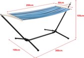In And OutdoorMatch Hangmat Cara Katoen - Met Standaard - Max 120 kg - Blauw Gestreept - Staal en Stof - Binnen en Buiten