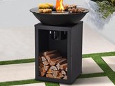 Barbecue plancha brasero sur charbon avec rangements 80 x 80 x 96 cm, noir - IGNOS L 80 cm x H 95 cm x P 80 cm