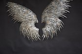 een Set van twee Zilveren engelen vleugels 99 cm breed