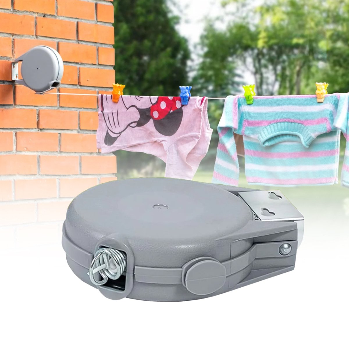 Goedkoopste Uittrekbaar Muur Waslijn - Drooglijnen - Roldrooglijn - Waslijndraad - Oprolbare Waslijndraad - 12 Meter - LOUZIR