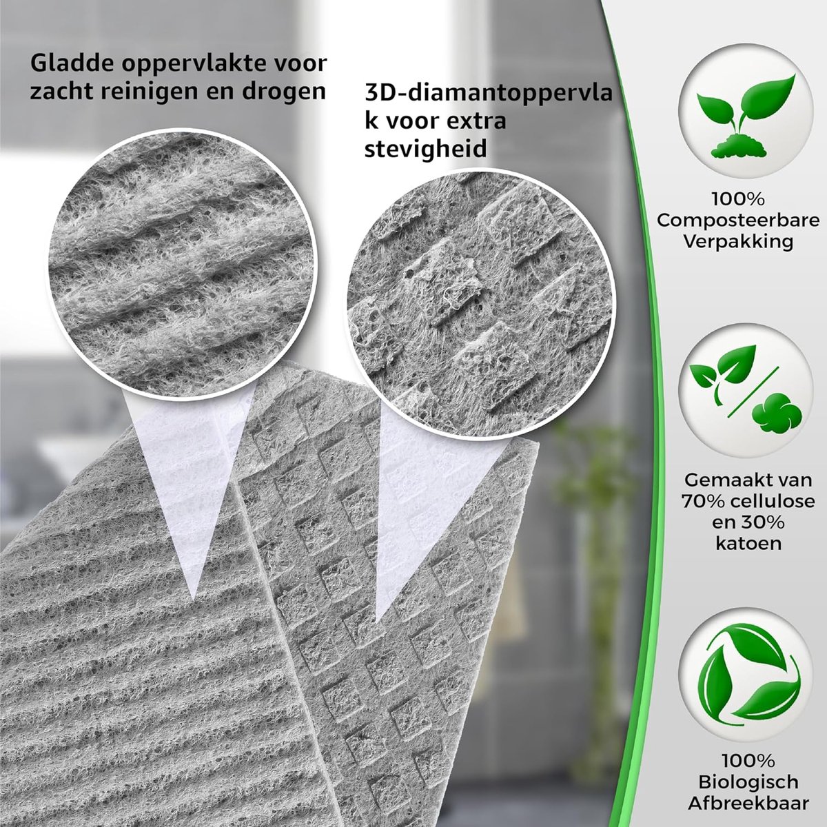 Morigins Zweedse vaatdoeken voor keuken, 6 stuks zwarte minimalistische Zweedse vaatdoeken, cellulose-sponsdoeken, niet-krassen herbruikbare papieren handdoeken, geen geur, biologisch afbreekbare en herbruikbare keukenschoteldoeken