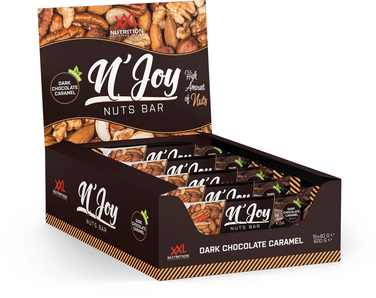 Goedkoopste XXL Nutrition - N'Joy Nuts Bar - Proteďne Eiwitreep - Dark Chocolate Caramel - 15 Pack