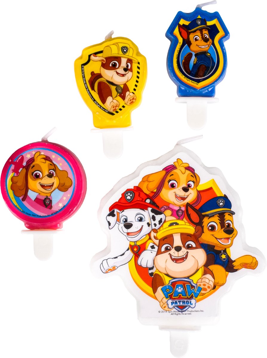 PAW Patrol - Kaarsjes - Multicolor - 4 stuks
