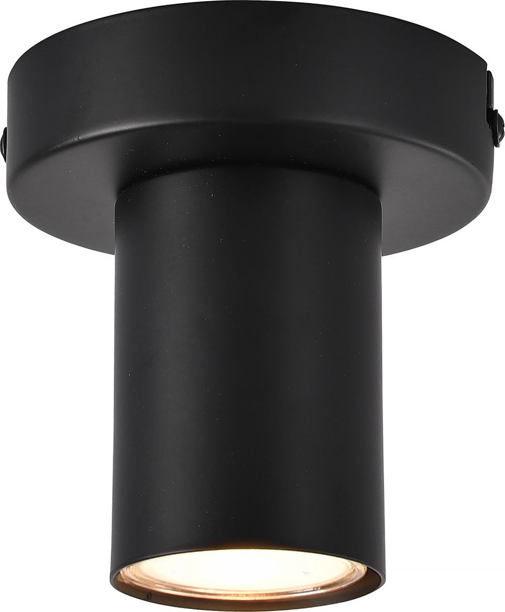 Plafondlamp Tag - 1 lichts - Ø 10 cm - zwart – 1x GU10 - Vaste spot – Spot gang – Kleine plafondlamp