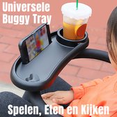 Allernieuwste.nl® Buggy Tray UNIVERSAL Plateau repas Table de jeu avec emplacement pour téléphone portable Table de poussette - 36 x 14,5 cm - Zwart
