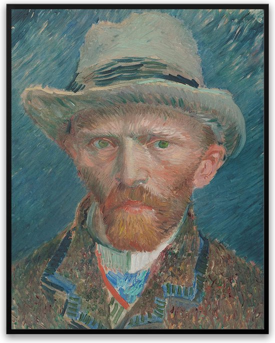 Vincent van Gogh zelfportret Fotolijst met glas 40 x 50 cm - Prachtige kwaliteit - jarig - verjaardag - kado - Canvas - incl ophangsysteem - Poster - Grappig - cadeau