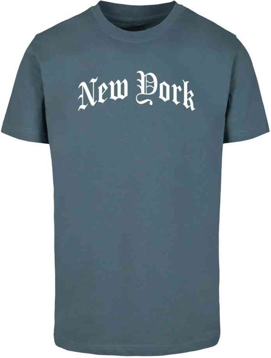 Mister Tee - New York Wording Heren T-shirt - XXL - Blauw